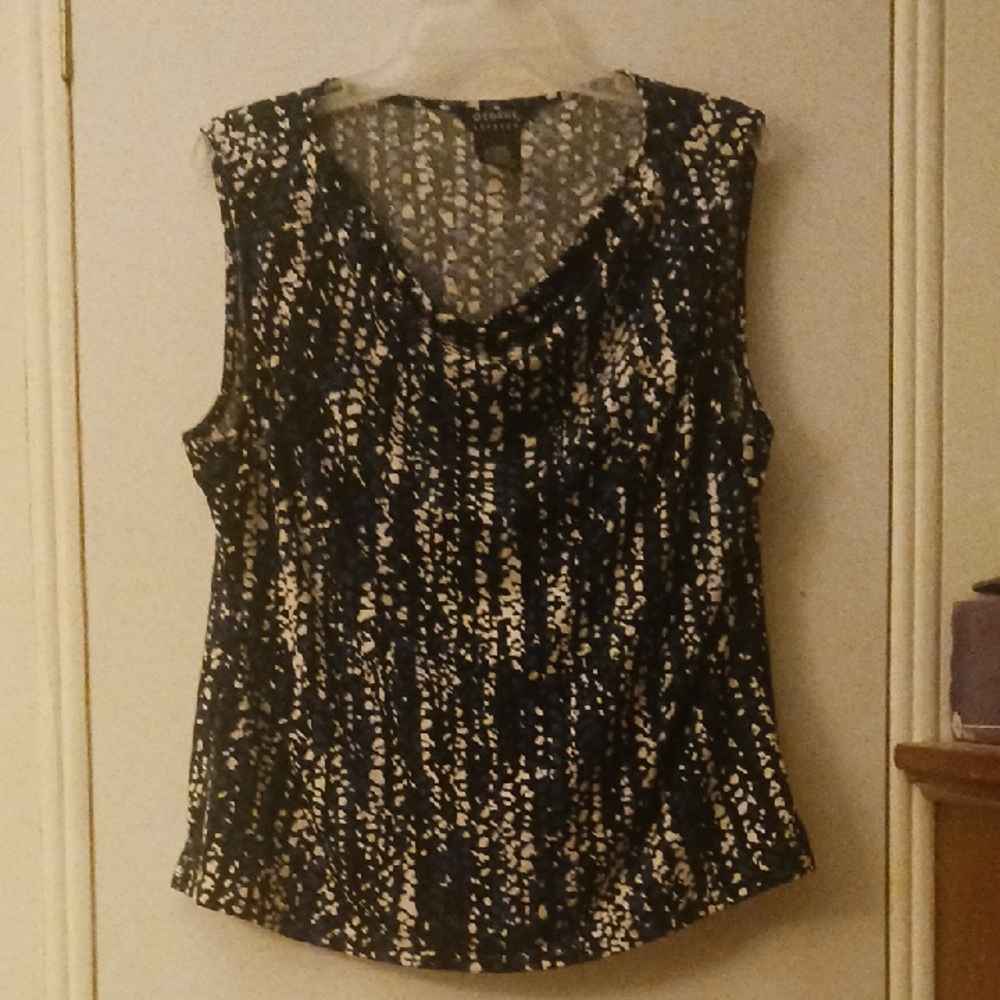 George Black and White Patterned Sleeveless Blouse